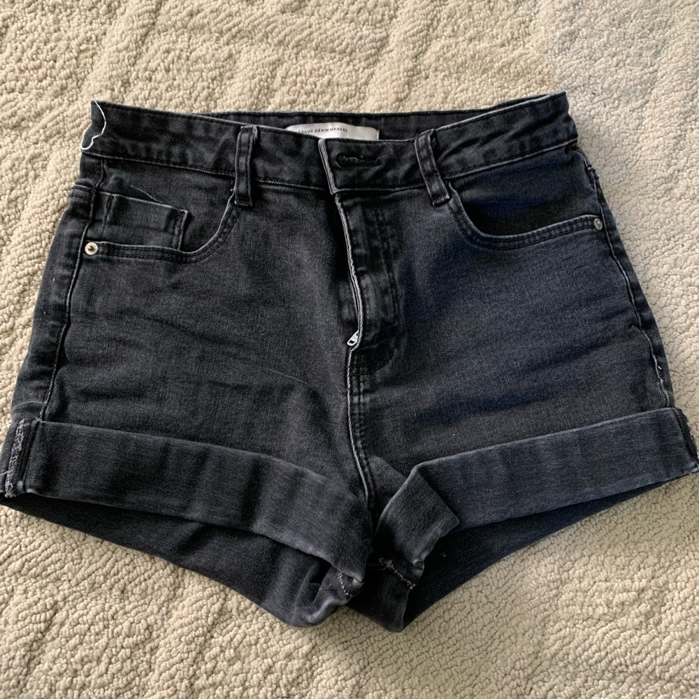 Zara Black Denim High Waisted Shorts